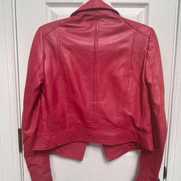 LaMarque Donna Hot Pink Iconic Leather Biker Jacket Women’s Size Small - Picture 11 of 11